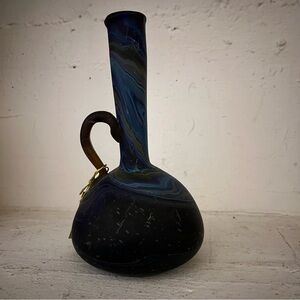 NEW Mini Blue Glass Pitcher Jar Long Neck Vase Phoenician Hebron Glass
